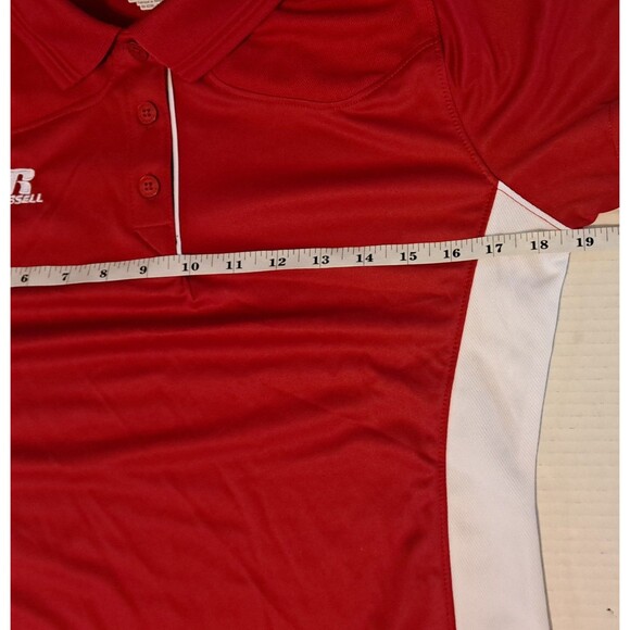 NEW Russell Athletic Women's Small Dri Fit Polo Shirt Red & White Coach NWT S - Picture 4 of 5